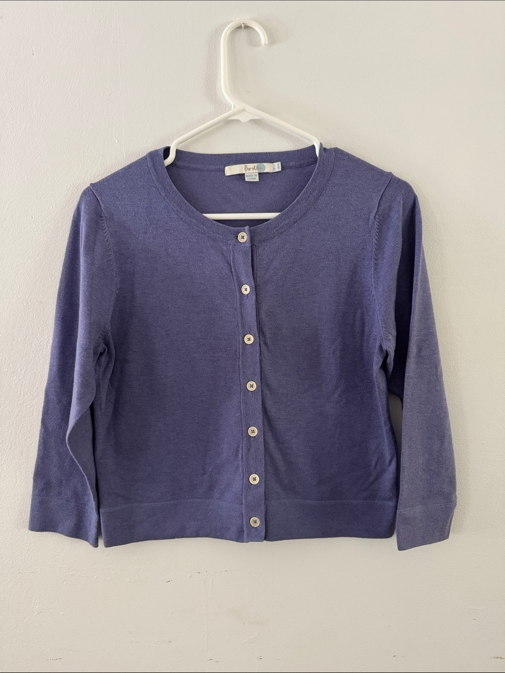Boden Purple Button-Front Crew Cardigan Sz 8